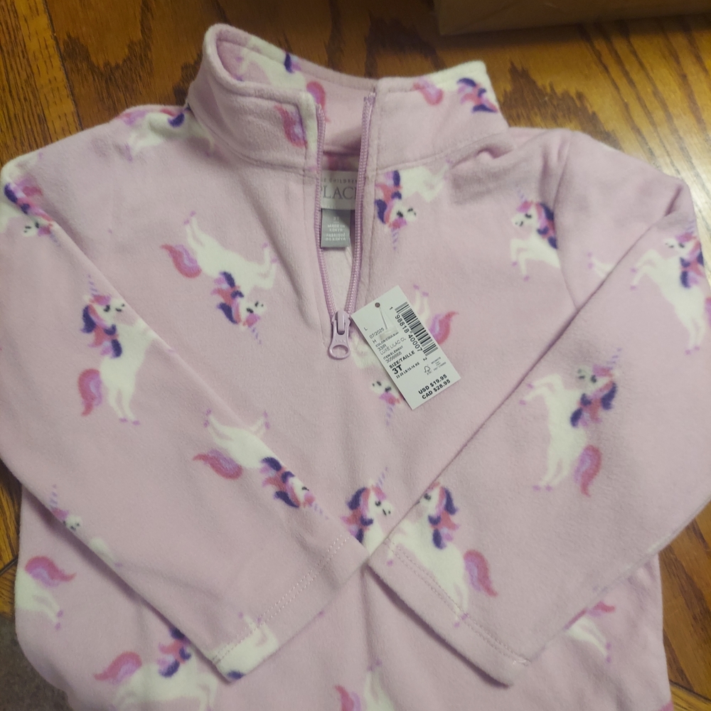 The Children's Place Pink Unicorn Fleece Pullover NWT